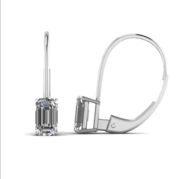 New Elegant 925 Silver Stud Earrings for Women White Sapphire - Picture 2 of 4